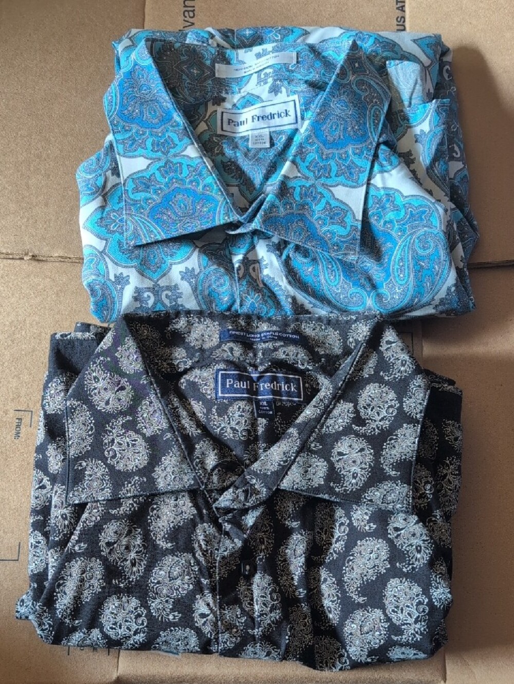 Paul Fredrick Dress Shirt Mens XXL Paisley Floral AOP Long Sleeve Cotton